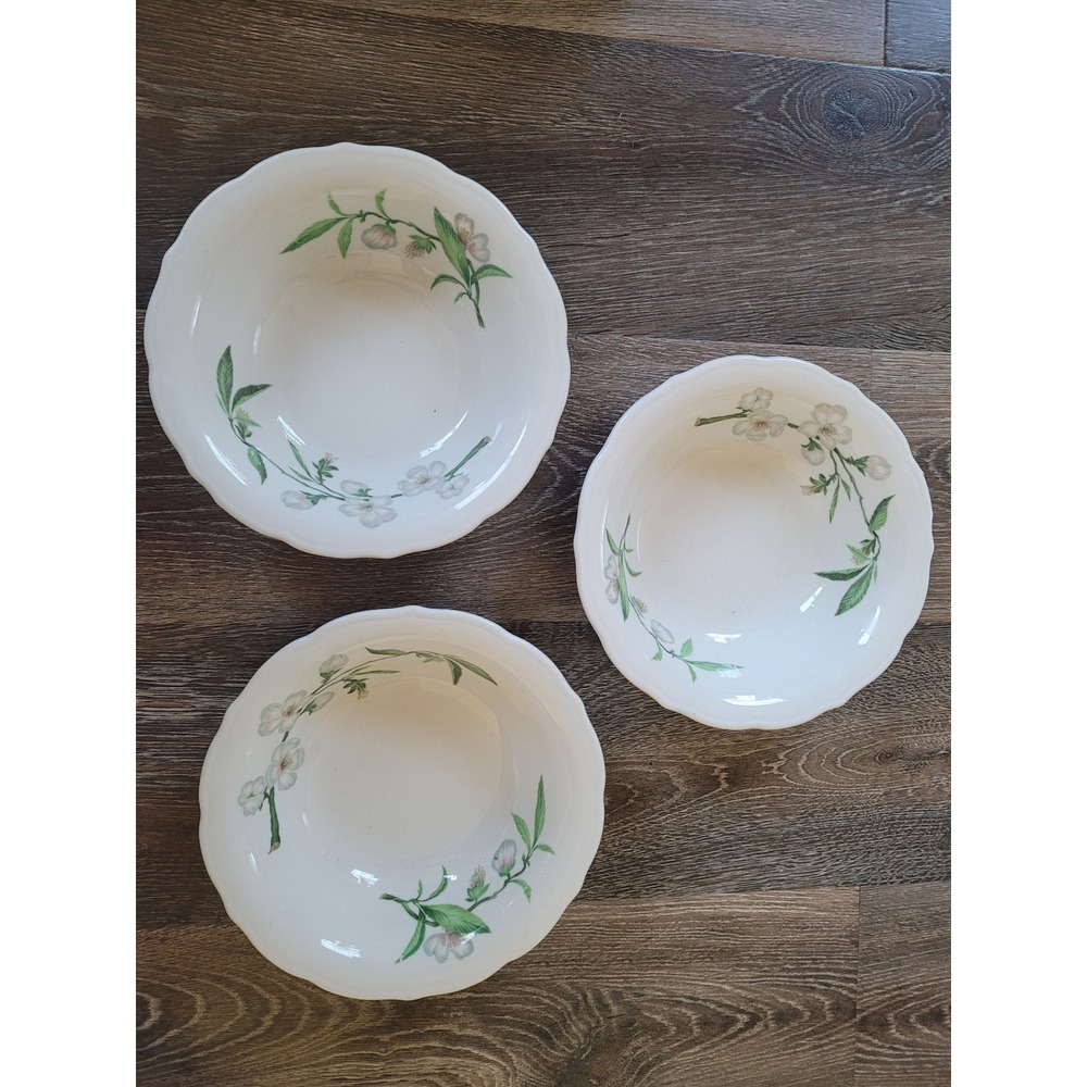 Vintage Syracuse China Bowls Apple Blossom Park Lane Mid-Century Modern Set of 3